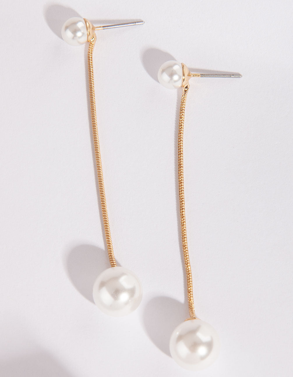 Gold Snake Pearl Chain Earrings