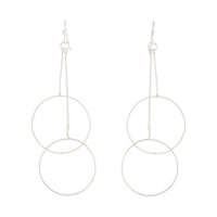 Silver Duo Circle Chain Drop Earrings - link has visual effect only