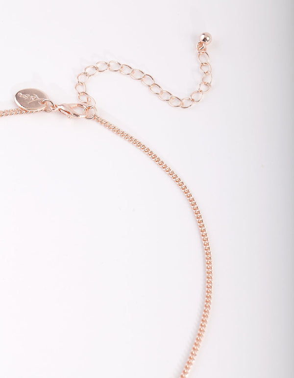 Rose Gold Acrylic & Diamante Flower Y Necklace