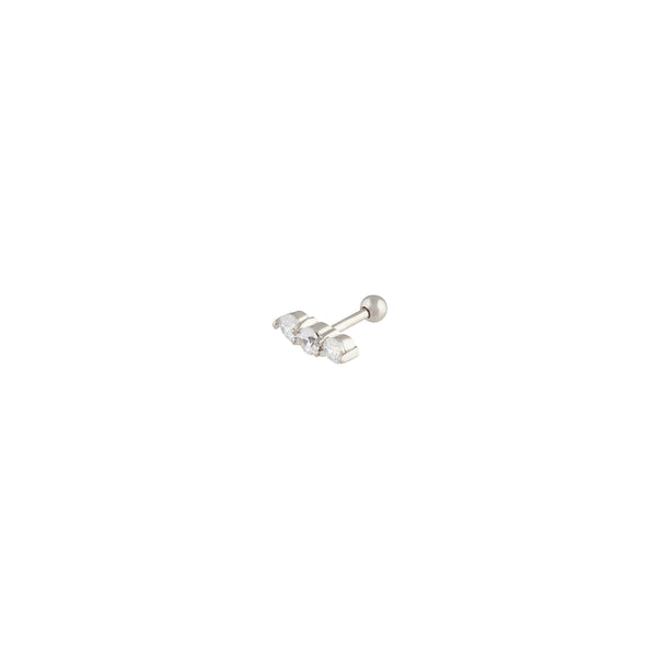 Silver Surgical Steel 3-Stone Barbell Earrings