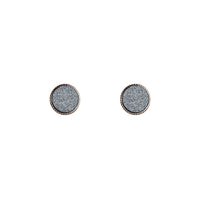 Round Silver Blue Glitter Earrings - link has visual effect only
