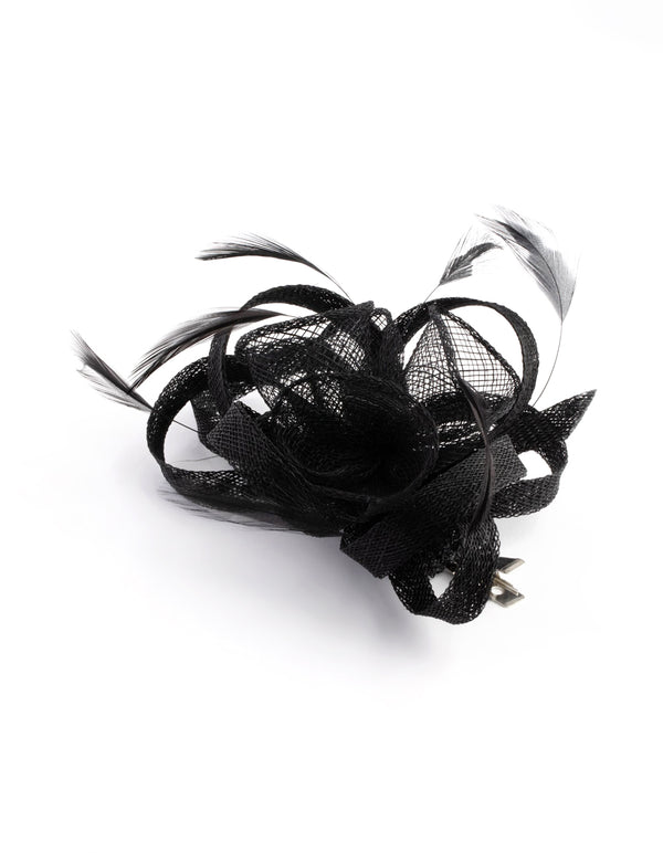 Black Swirl & Feather Clip