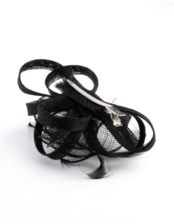 Black Swirl & Feather Clip