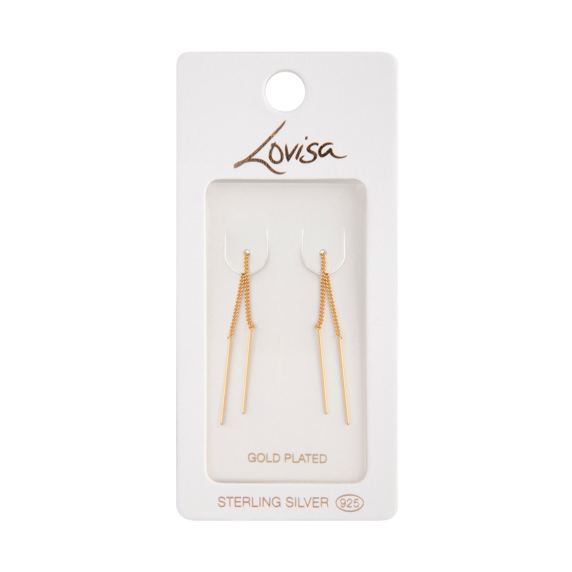 Gold Plated Sterling Silver Long Thread Through Earrings