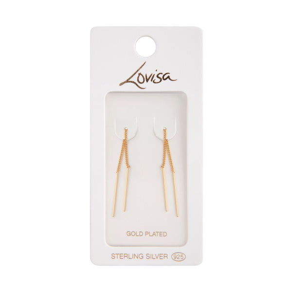 Gold Plated Sterling Silver Long Thread Through Earrings