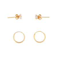 Gold Plated Sterling Silver Diamante Stud & Hoop Pack - link has visual effect only