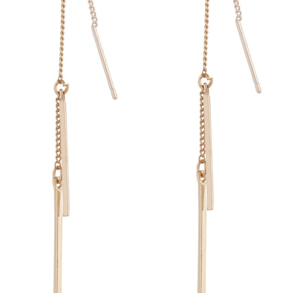 Gold Chain & Bar Drop Earrings
