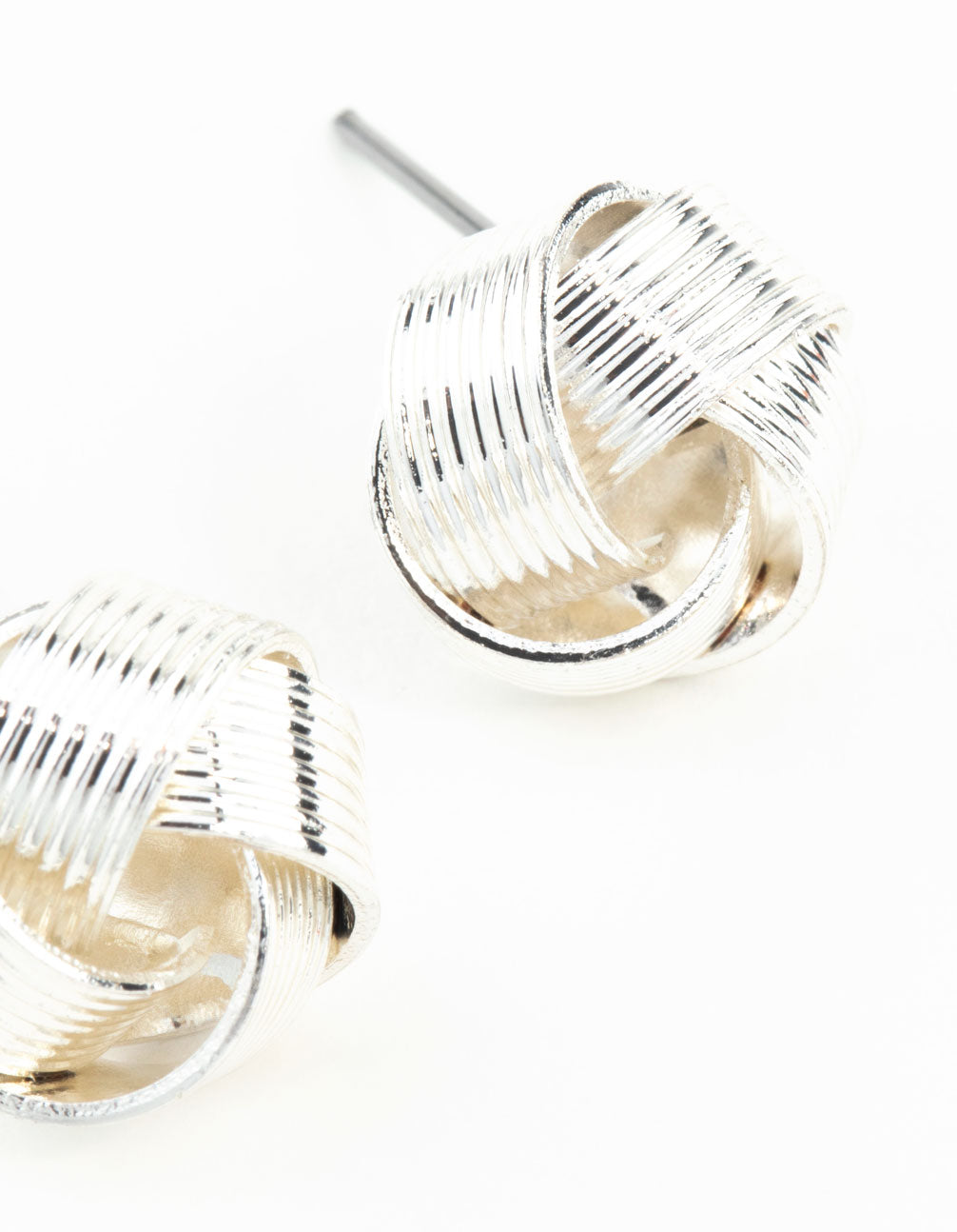 Silver Knot Textured Earrings
