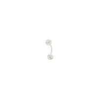 Silver Double Pave Ball Belly Bar - link has visual effect only