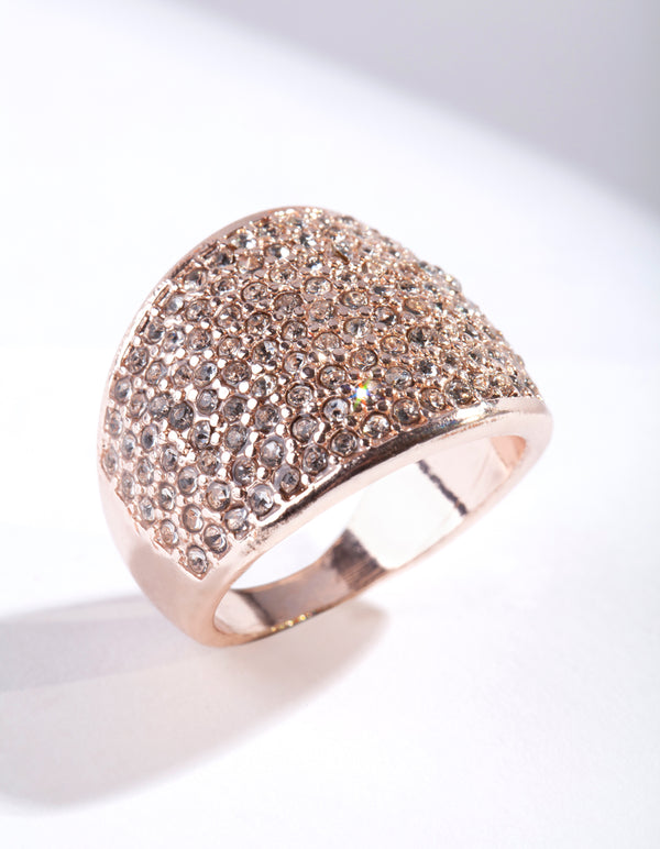 Rose Gold Round Diamante Ring