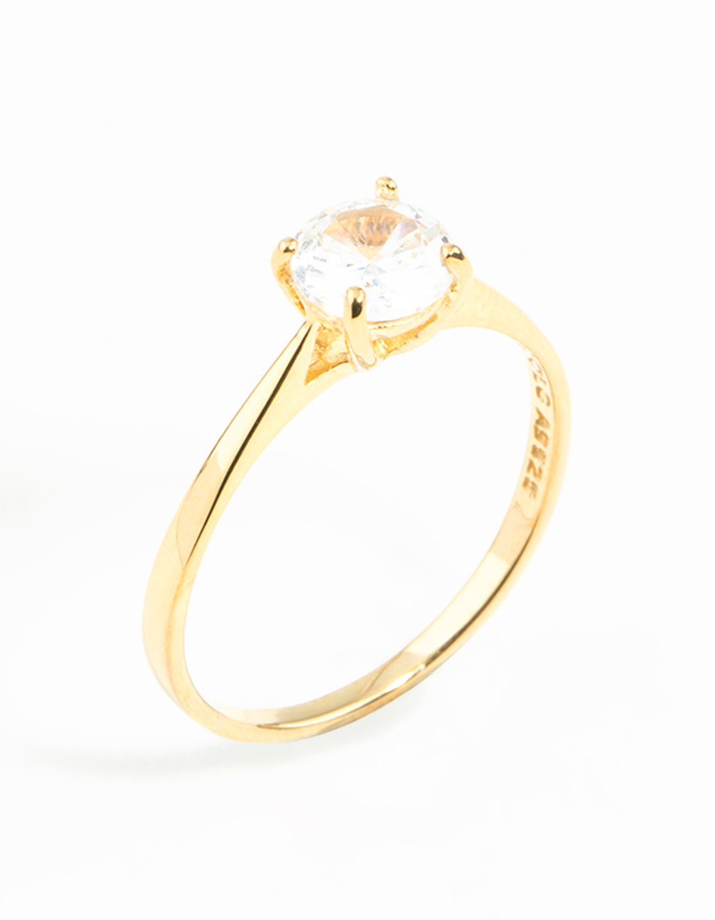Gold Plated Sterling Silver Round Engagement Ring