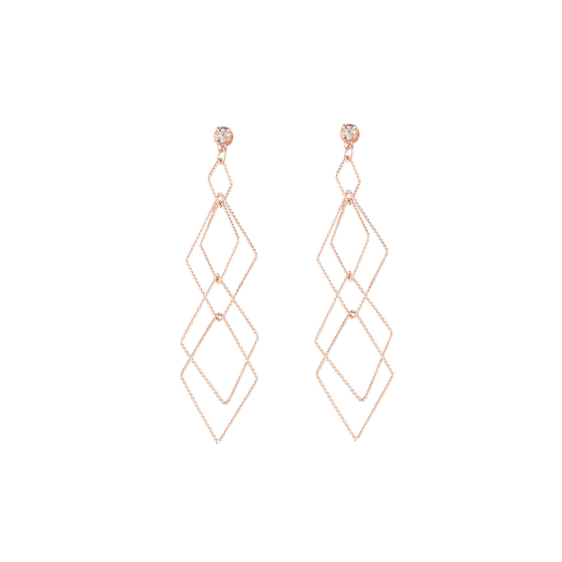 Rose Gold Fine Diamond Diamante Cut Earrings