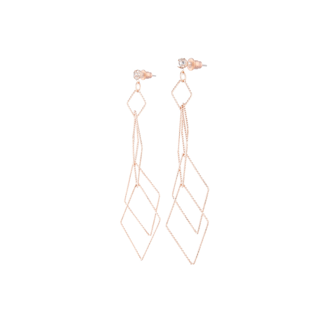 Rose Gold Fine Diamond Diamante Cut Earrings