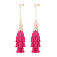 Fuchsia Rah Rah Tassel Drop Earrings - link has visual effect only