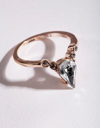 Rose Gold Crystal V-Shaped Ring - link has visual effect only