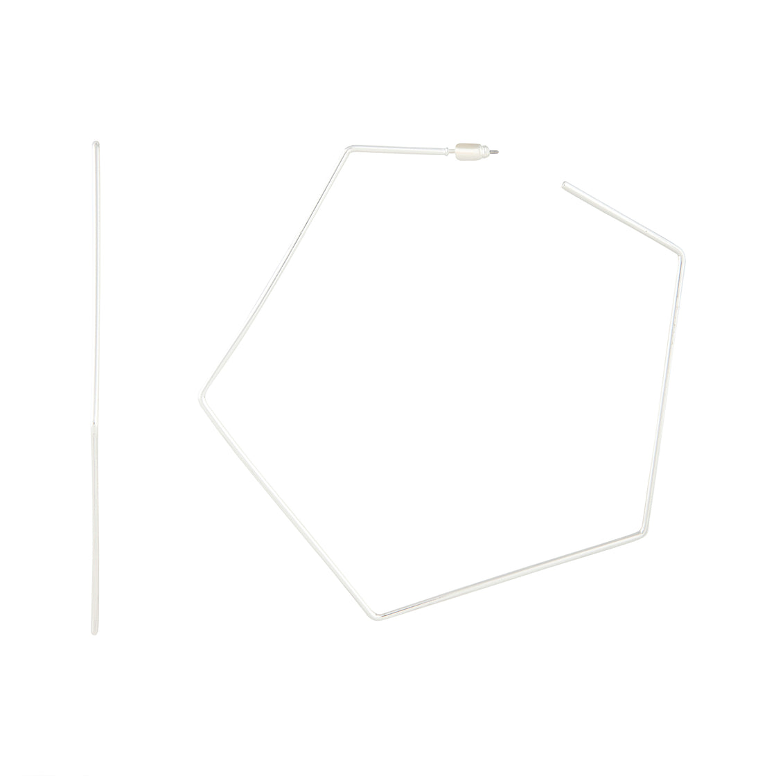 Silver Large Hexagon Hoop Earrings