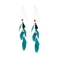 Blue Feather Tassel Thread Earrings - link has visual effect only