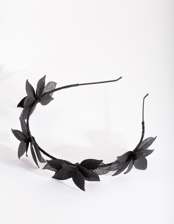 Black Cluster Leaf Headband