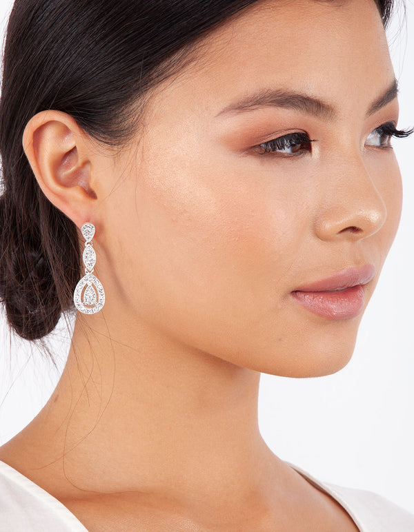 Silver Diamante Stone Set Cut-Out Earring
