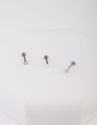 Surgical Steel Diamante Pearl Flat Back Earring Pack - link has visual effect only