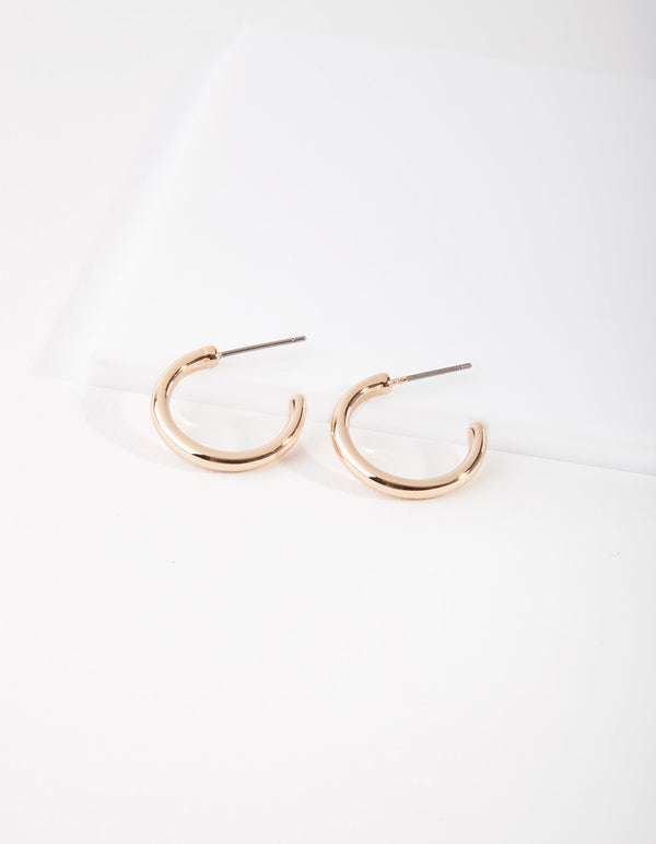 Gold Small Thick Hoop Earrings