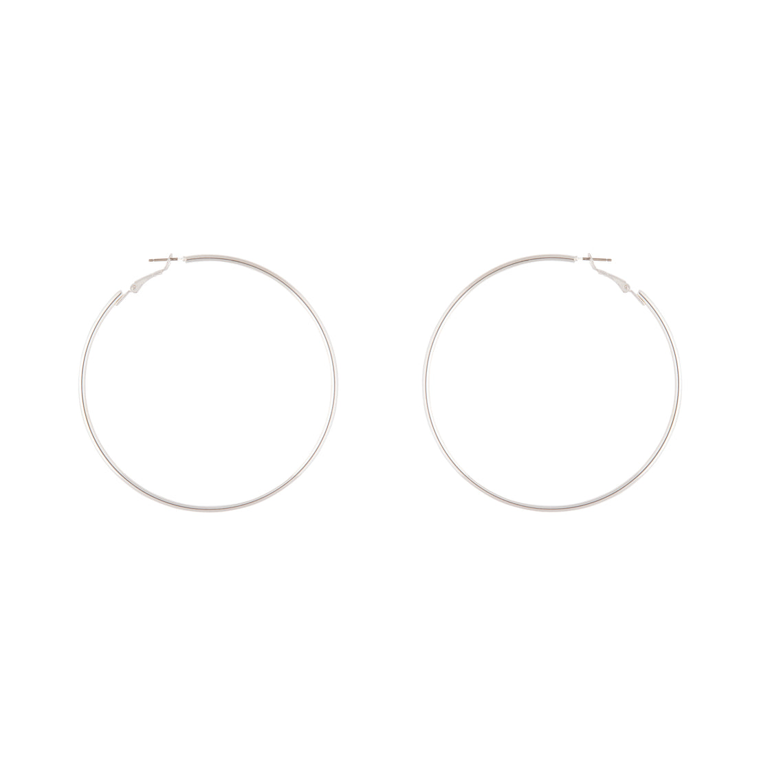 Silver Rounded 7cm Hoop Earrings