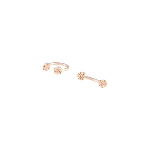 Rose Gold Pave Barbell Horseshoe Earring Pack
