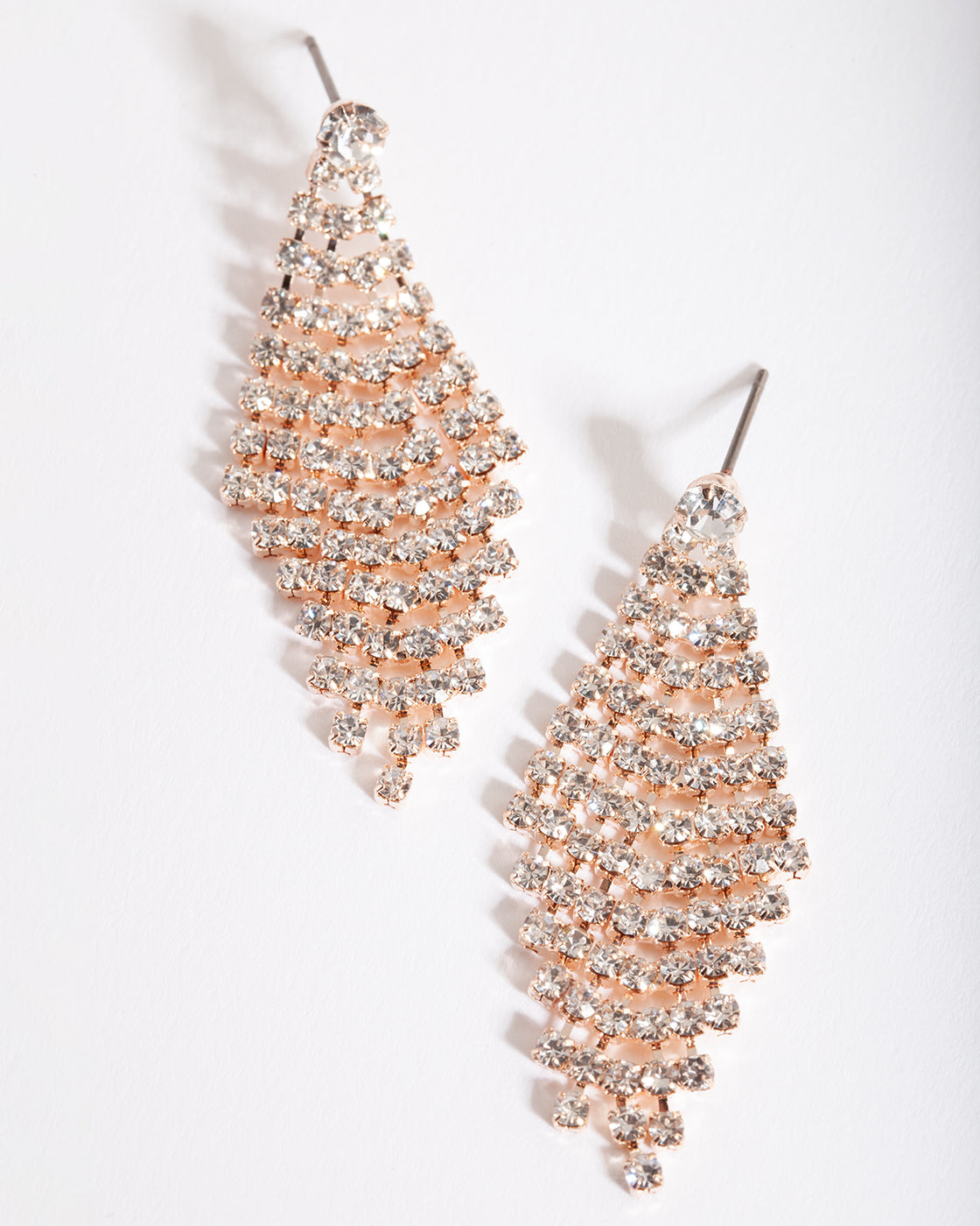 Rose Gold Tier Diamante Drop Earrings