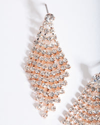 Rose Gold Tier Diamante Drop Earrings - link has visual effect only