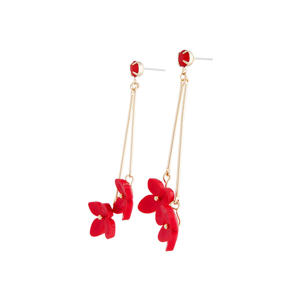 Red Acrylic Floral Drop Earrings