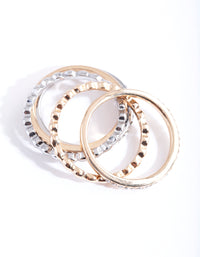 Mixed Metal Fine Diamante Ring 5-Pack - link has visual effect only