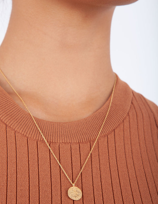 Gold Plated Sterling Silver Sixpence Necklace