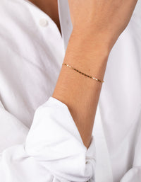 Gold Plated Sterling Silver Bead Chain Anklet - link has visual effect only