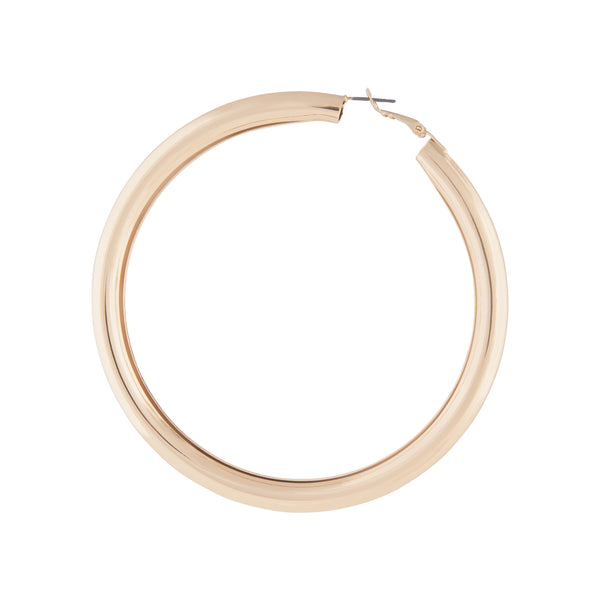 Polished Gold Oversized Tube Hoop Earrings