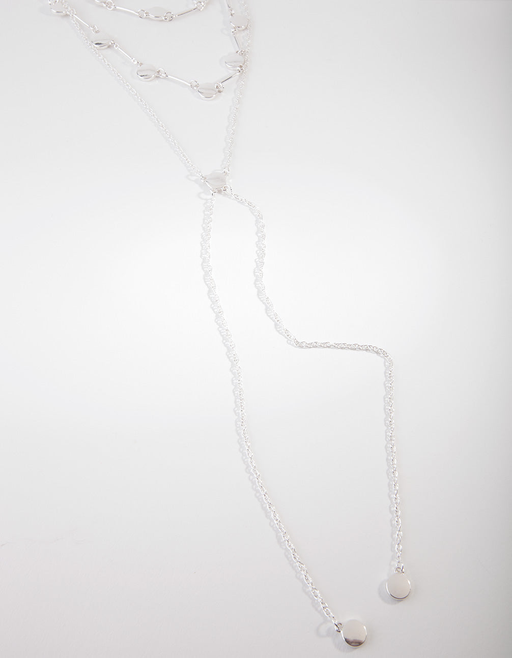 Silver Multi Row Y Shape Necklace