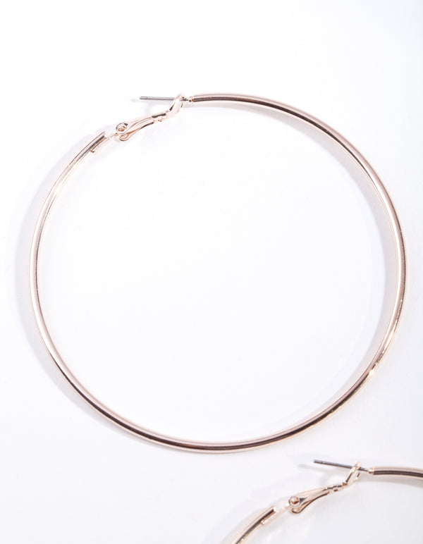 Rose Gold Thin 7cm Hoop Earrings
