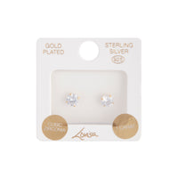 Gold Plated Sterling Silver 1 Carat Cubic Zirconia Stud Earrings - link has visual effect only