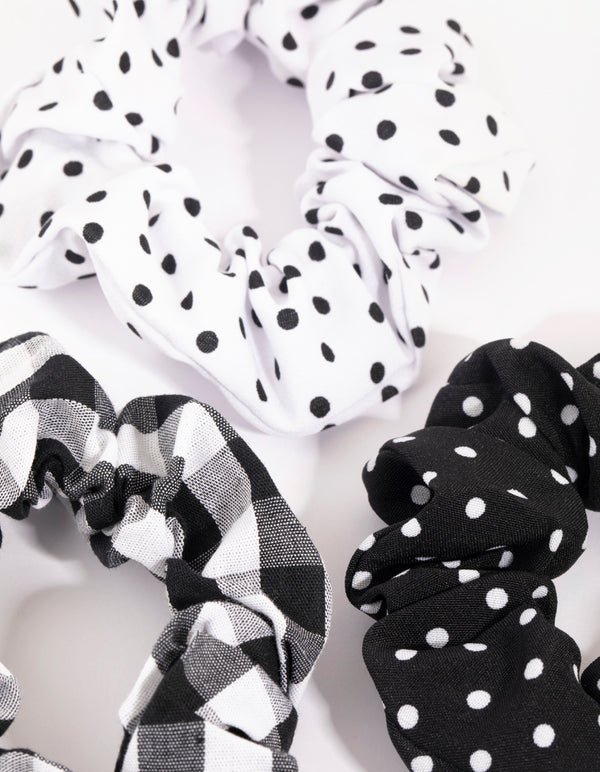 Monochrome Spot Check Scrunchie Pack