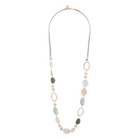 White Gold Blue Irregular Bead Rubber Necklace - link has visual effect only