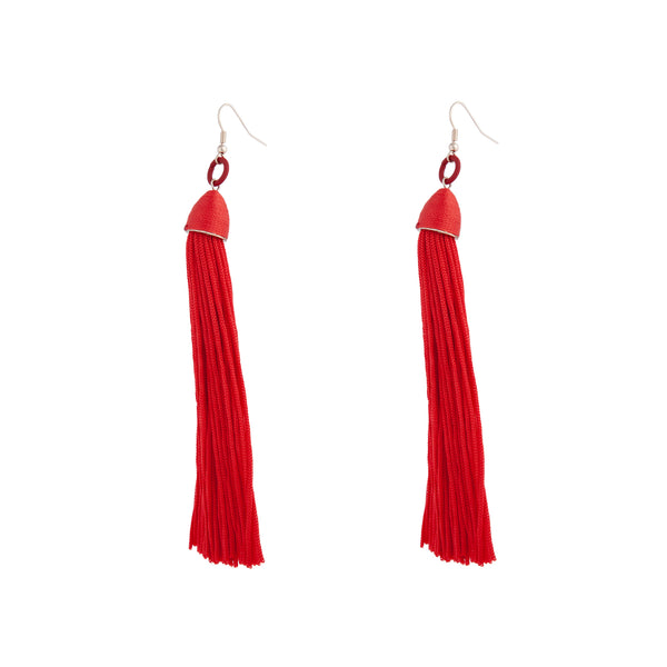 Gold Red Tassel Earrings