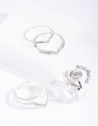Silver Diamante Point Ring 7-Pack - link has visual effect only