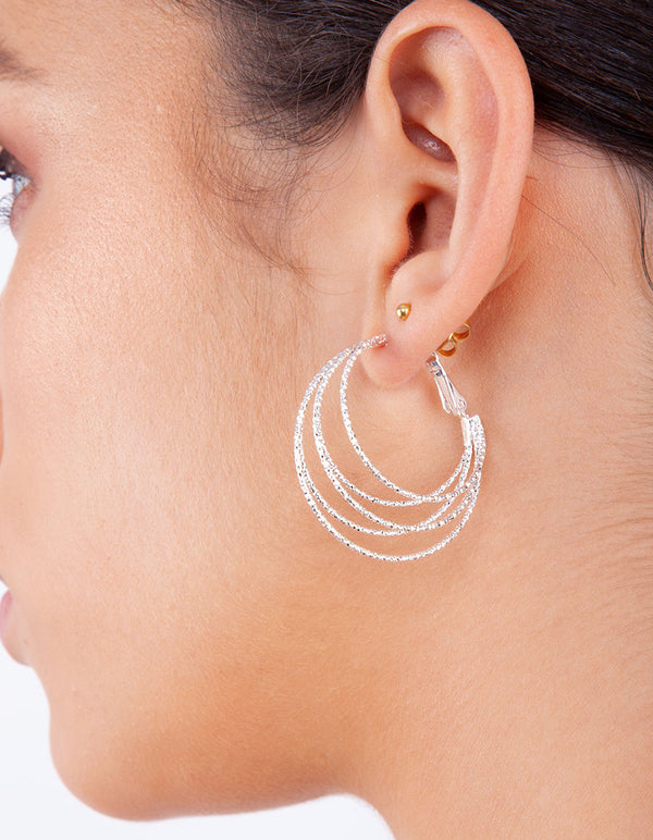 Silver Multi Ring Hoop Earrings
