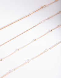 Chains Pearls Rose Gold Bracelet & Anklet 4-Pack - link has visual effect only