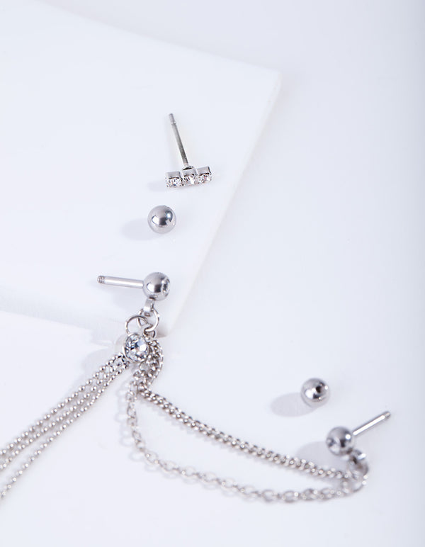 Silver Chain Drape Earrings
