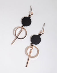 Black Disc Stick Circle Drop Earrings - link has visual effect only