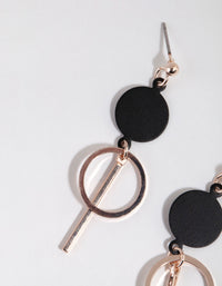 Black Disc Stick Circle Drop Earrings - link has visual effect only