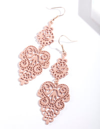 Large Pink Filigree Drop Earrings - link has visual effect only