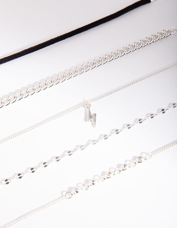 Lightning Bolt Silver Bracelet & Anklet Pack