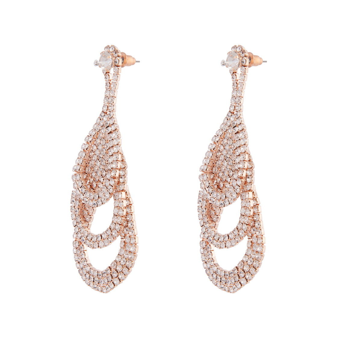 Rose Gold Thick Diamante Loop Earrings