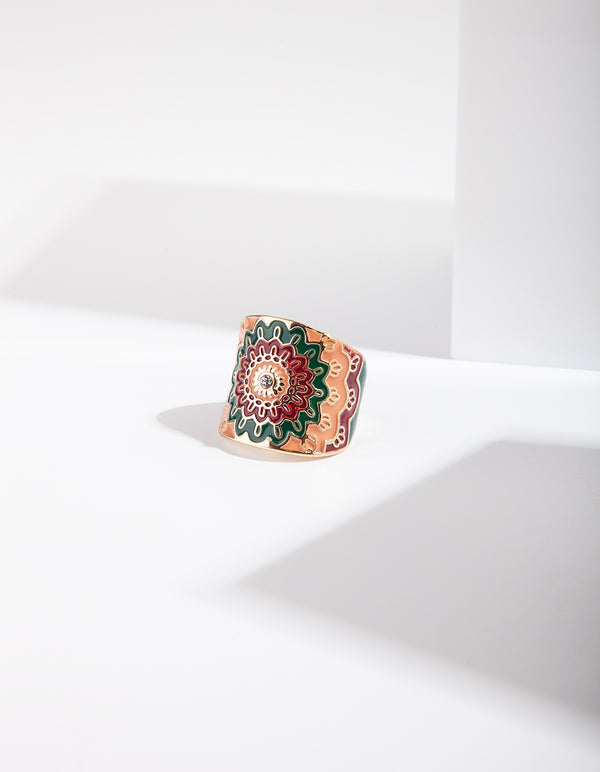 Multi Enamel Pattern Ring